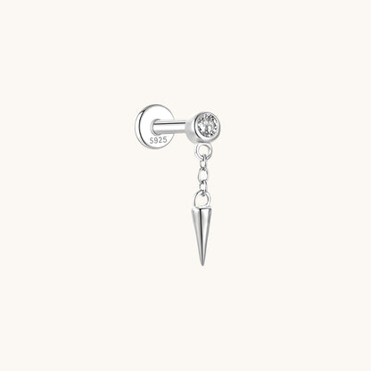 Gold-plated 925 sterling silver Dangle Spike Flatback Earring Silver