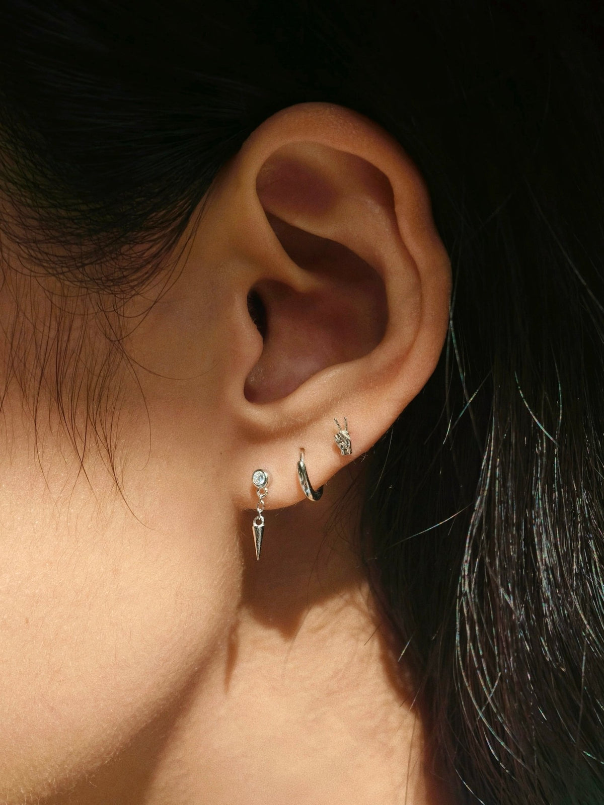 Gold-plated 925 sterling silver Dangle Spike Flatback Earring