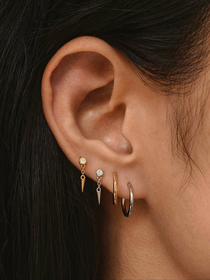 Gold-plated 925 sterling silver Dangle Spike Flatback Earring