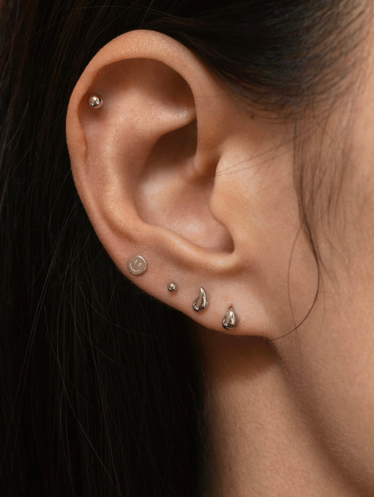 Gold-plated 925 sterling silver Dewdrop Flatback Earring