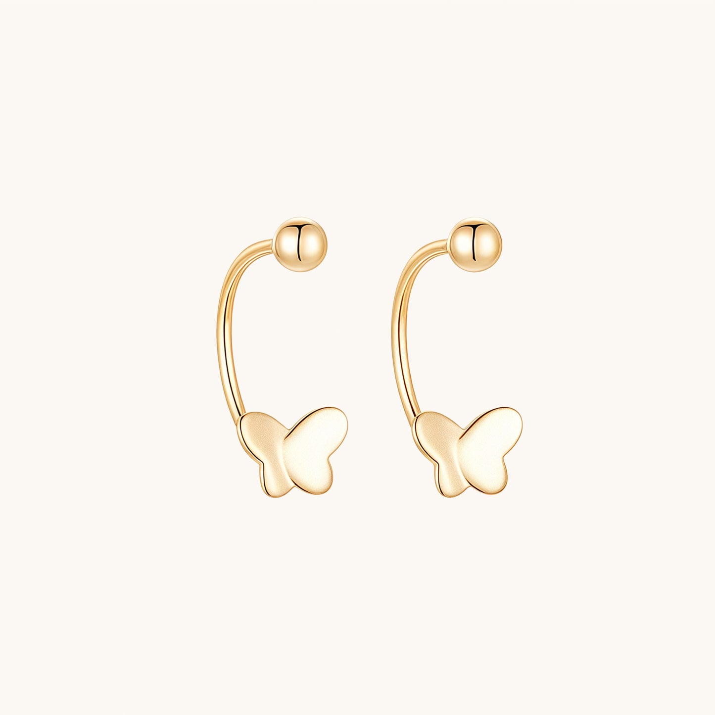 Gold-plated 925 sterling silver Butterfly Open Huggie Earrings