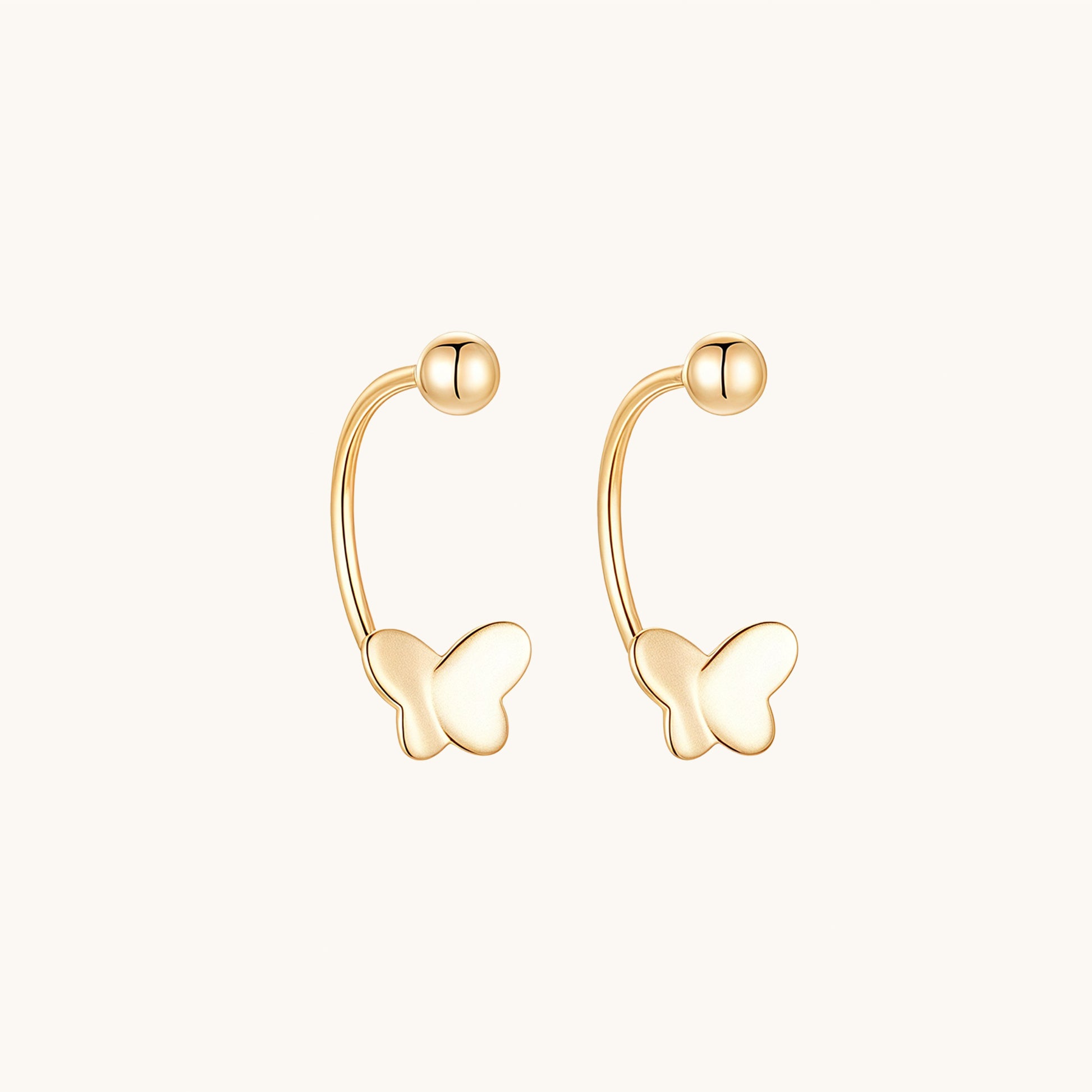 Gold-plated 925 sterling silver Butterfly Open Huggie Earrings