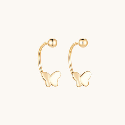 Gold-plated 925 sterling silver Butterfly Open Huggie Earrings
