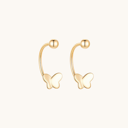 Gold-plated 925 sterling silver Butterfly Open Huggie Earrings