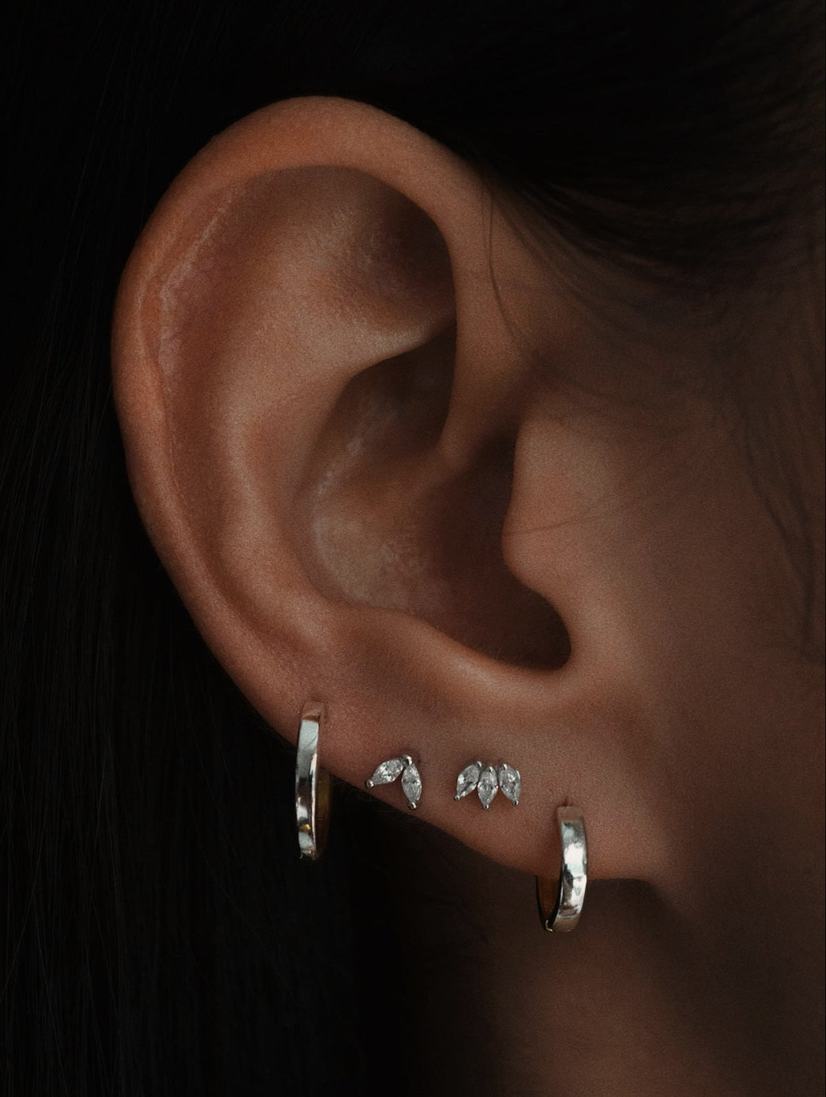 Gold-plated 925 sterling silver Leaves Flatback Earring
