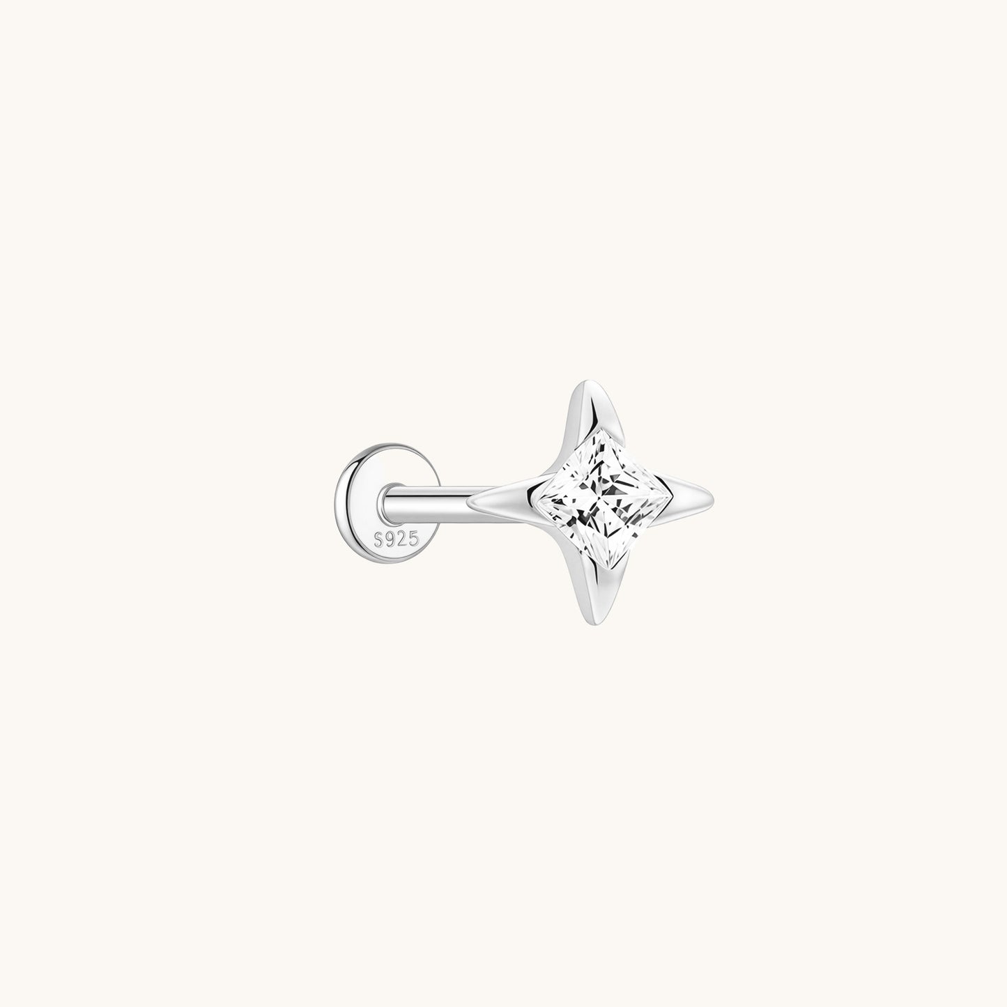 Gold-plated 925 sterling silver Guiding Star Flatback Earring Silver