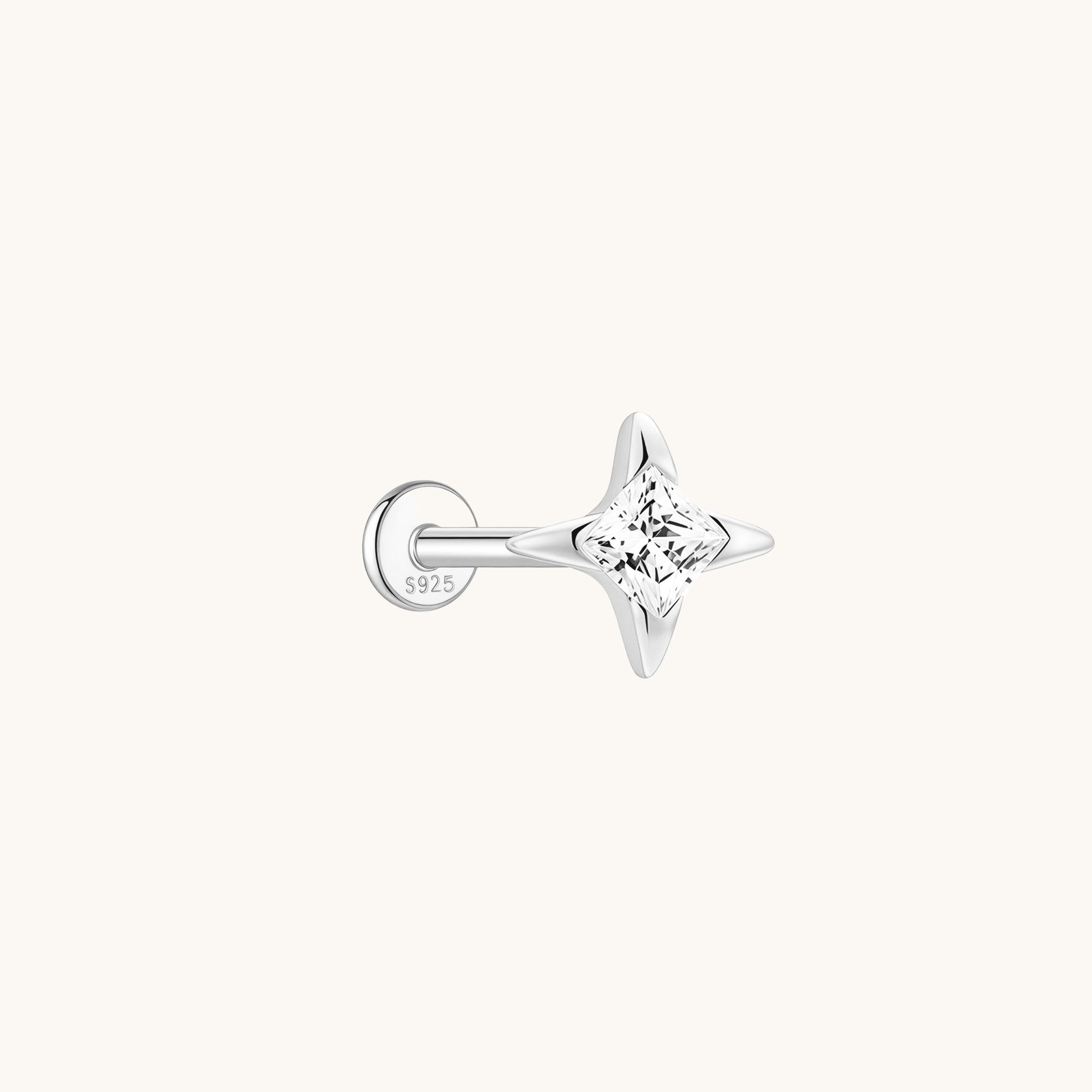 Gold-plated 925 sterling silver Guiding Star Flatback Earring Silver