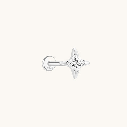 Gold-plated 925 sterling silver Guiding Star Flatback Earring Silver