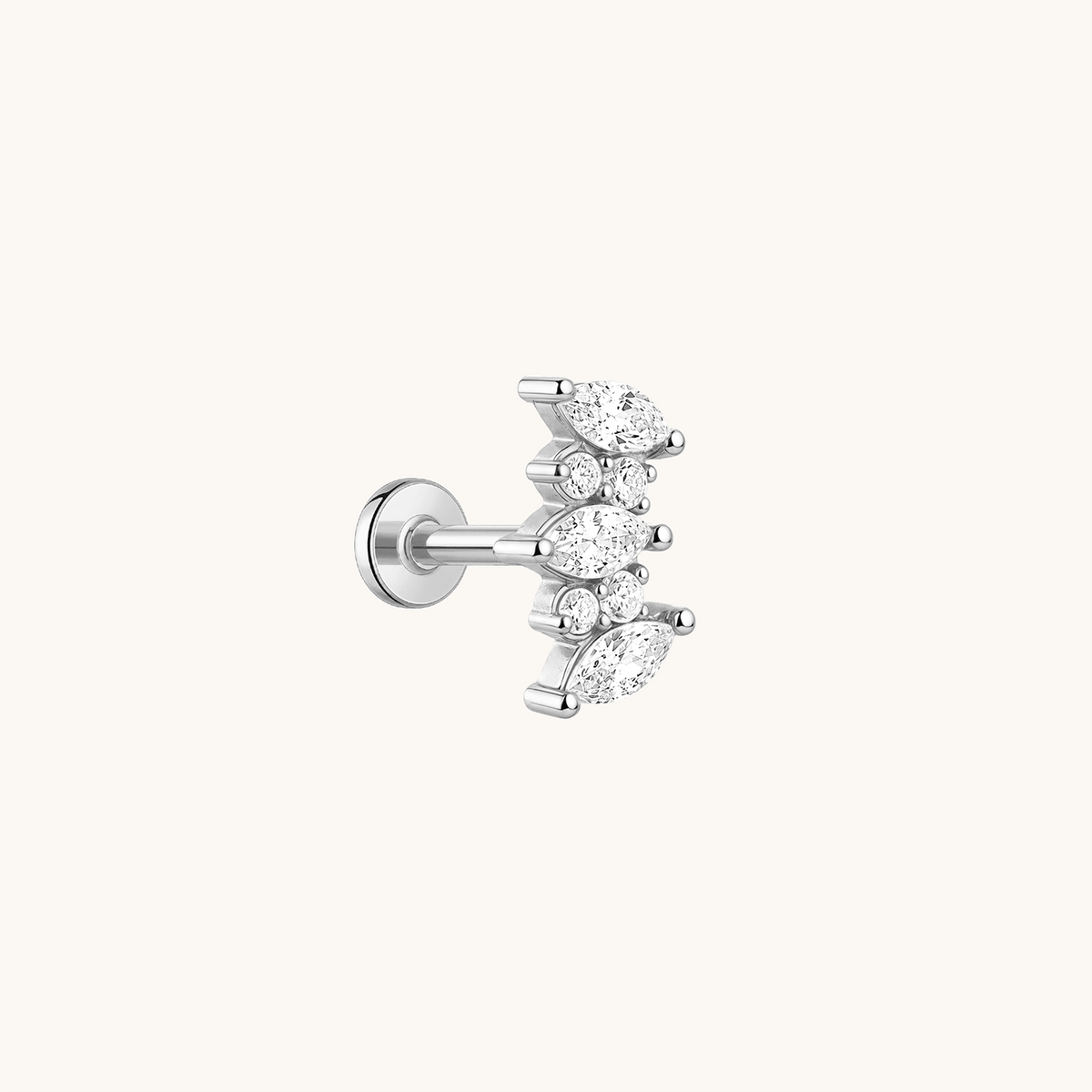 Gold-plated 925 sterling silver Everglow Cluster Flatback Earring Silver