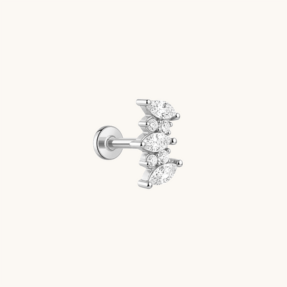 Gold-plated 925 sterling silver Everglow Cluster Flatback Earring Silver