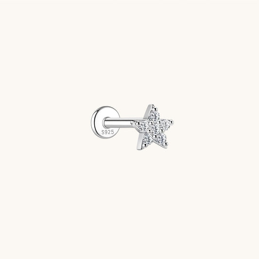 Everglow Star Pavé Moissanite Flatback Earring - A Pierce of Life