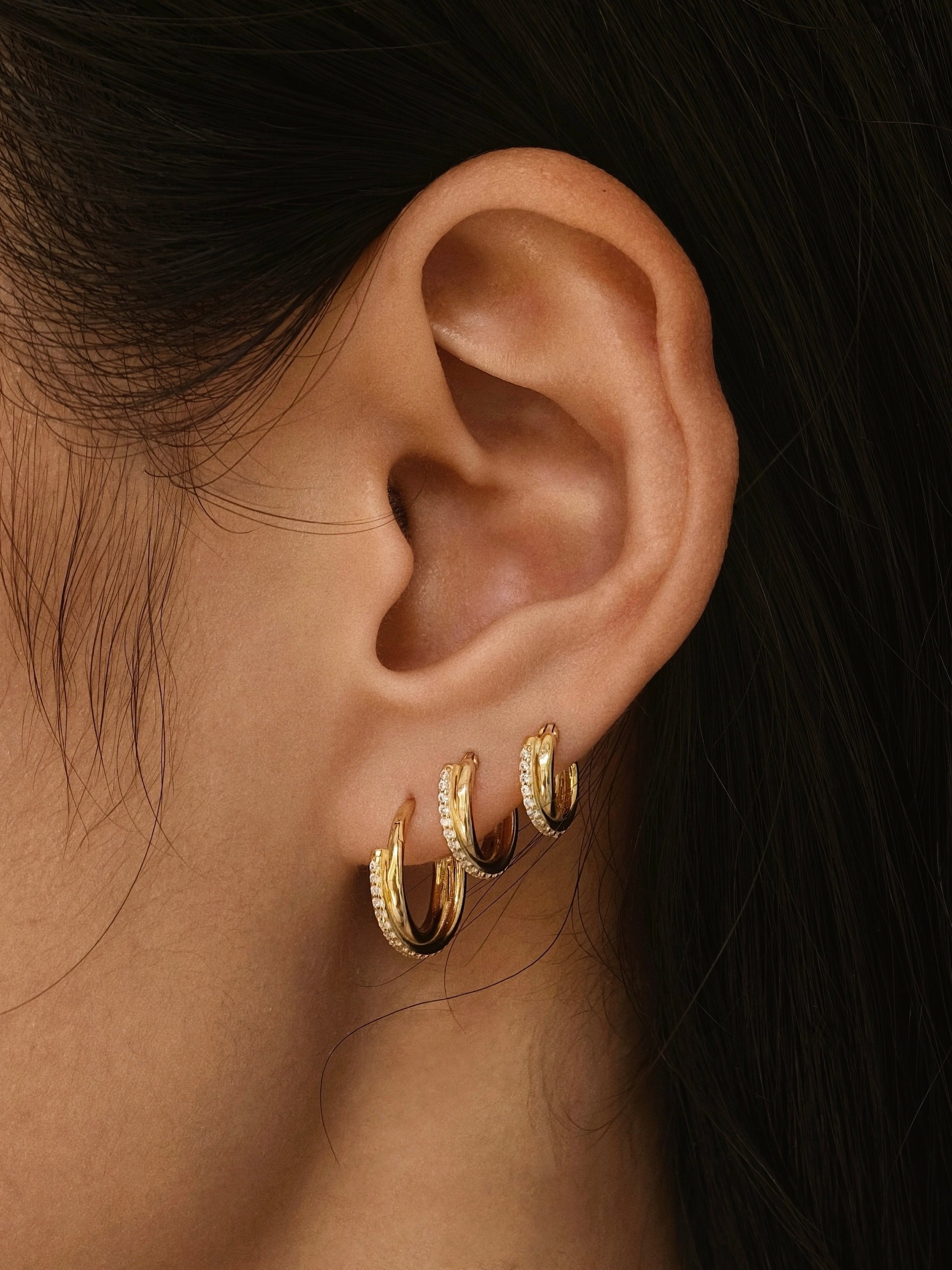 Gold-plated 925 sterling silver Twist Sparkle Clicker Hoop