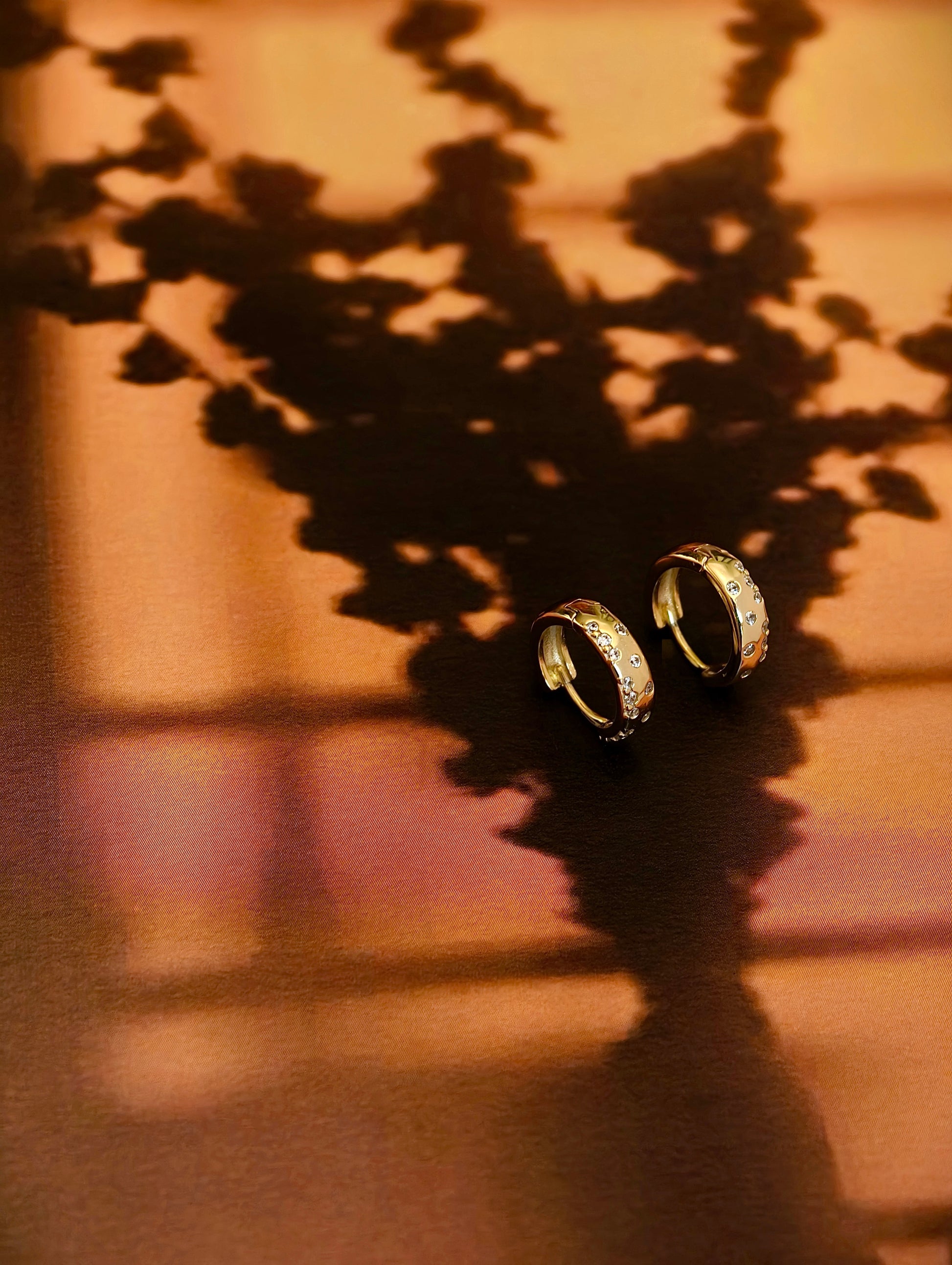 Gold-plated 925 sterling silver CZ Polka Dot Hoop Earrings