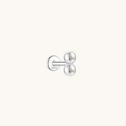 Gold-plated 925 sterling silver Double Ball Flatback Earring Silver