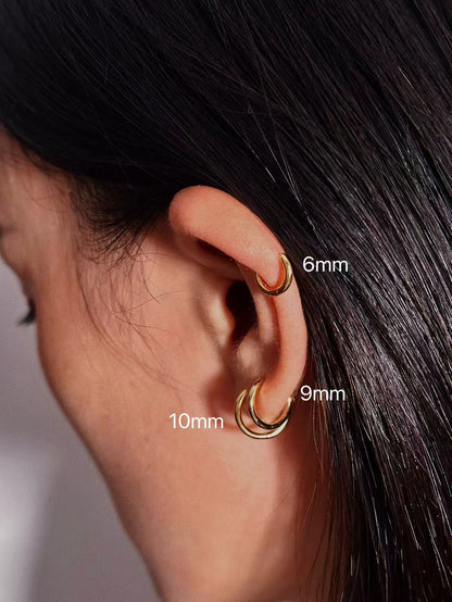 Gold-plated 925 sterling silver Sleek Seamless Hoop Earrings – 8 Sizes