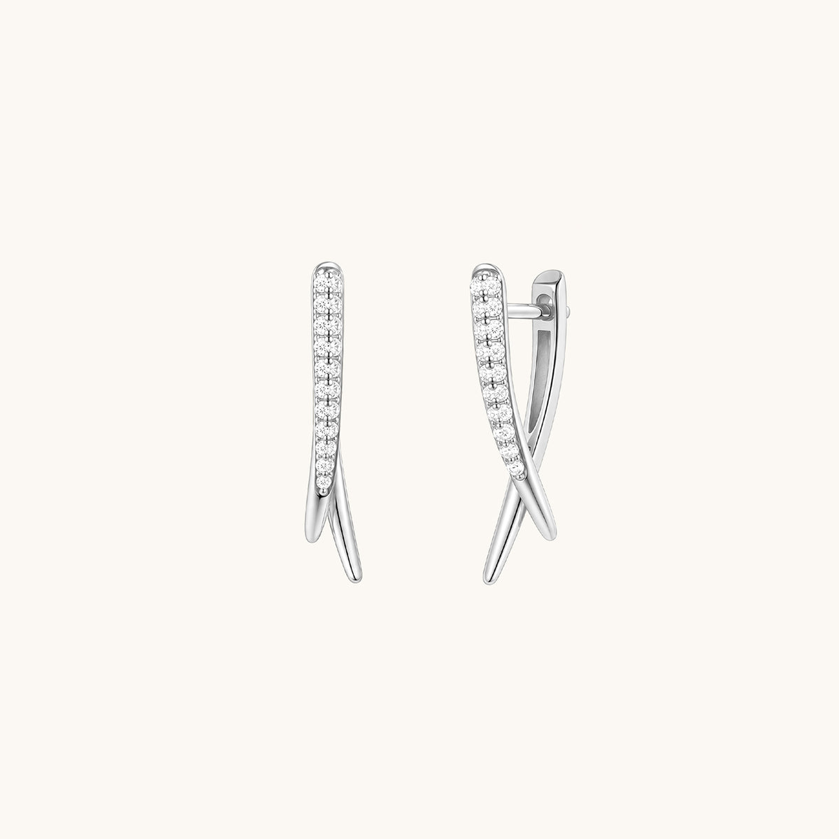 Gold-plated 925 sterling silver Rebel Cross CZ Hoop Earrings Silver