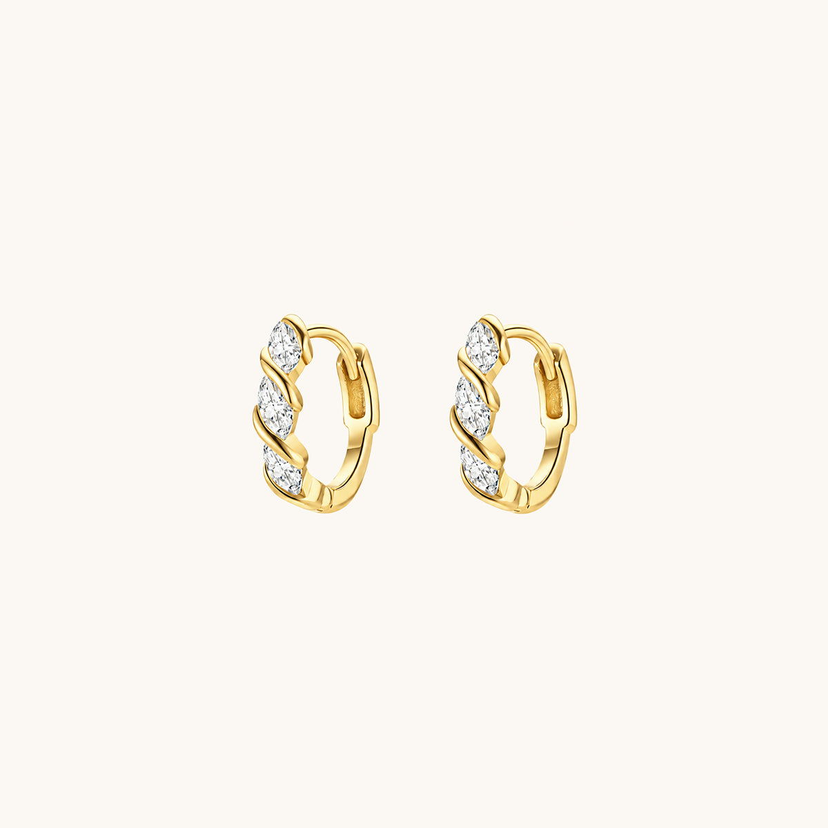 Gold-plated 925 sterling silver Venom Twist CZ Hoop Earrings Gold
