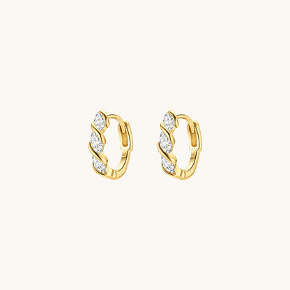 Gold-plated 925 sterling silver Venom Twist CZ Hoop Earrings Gold