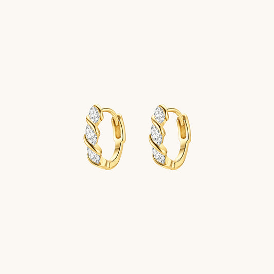 Gold-plated 925 sterling silver Venom Twist CZ Hoop Earrings Gold