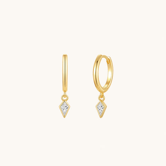 Gold-plated 925 sterling silver Prism Drop Hoop Earrings Gold