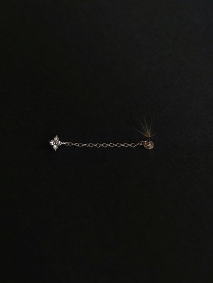 Gold-plated 925 sterling silver Floral Chain Flatback Earring