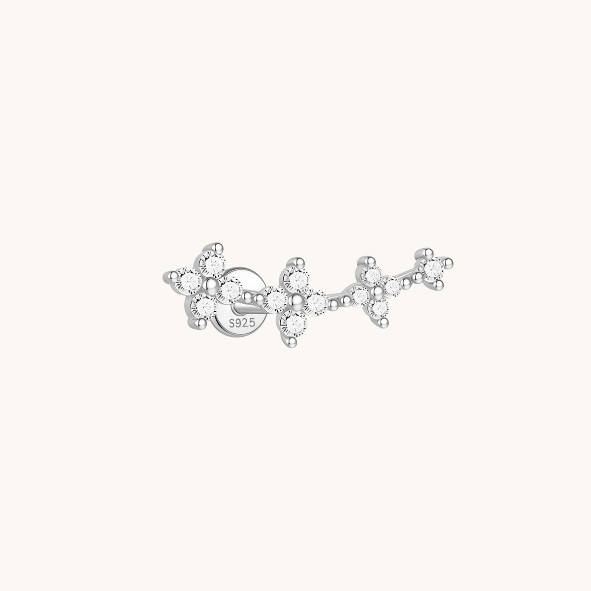 Gold-plated 925 sterling silver Floral Curve Flatback Earring Silver