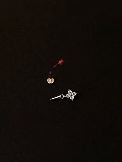 Gold-plated 925 sterling silver Floral Spike Flatback Earring