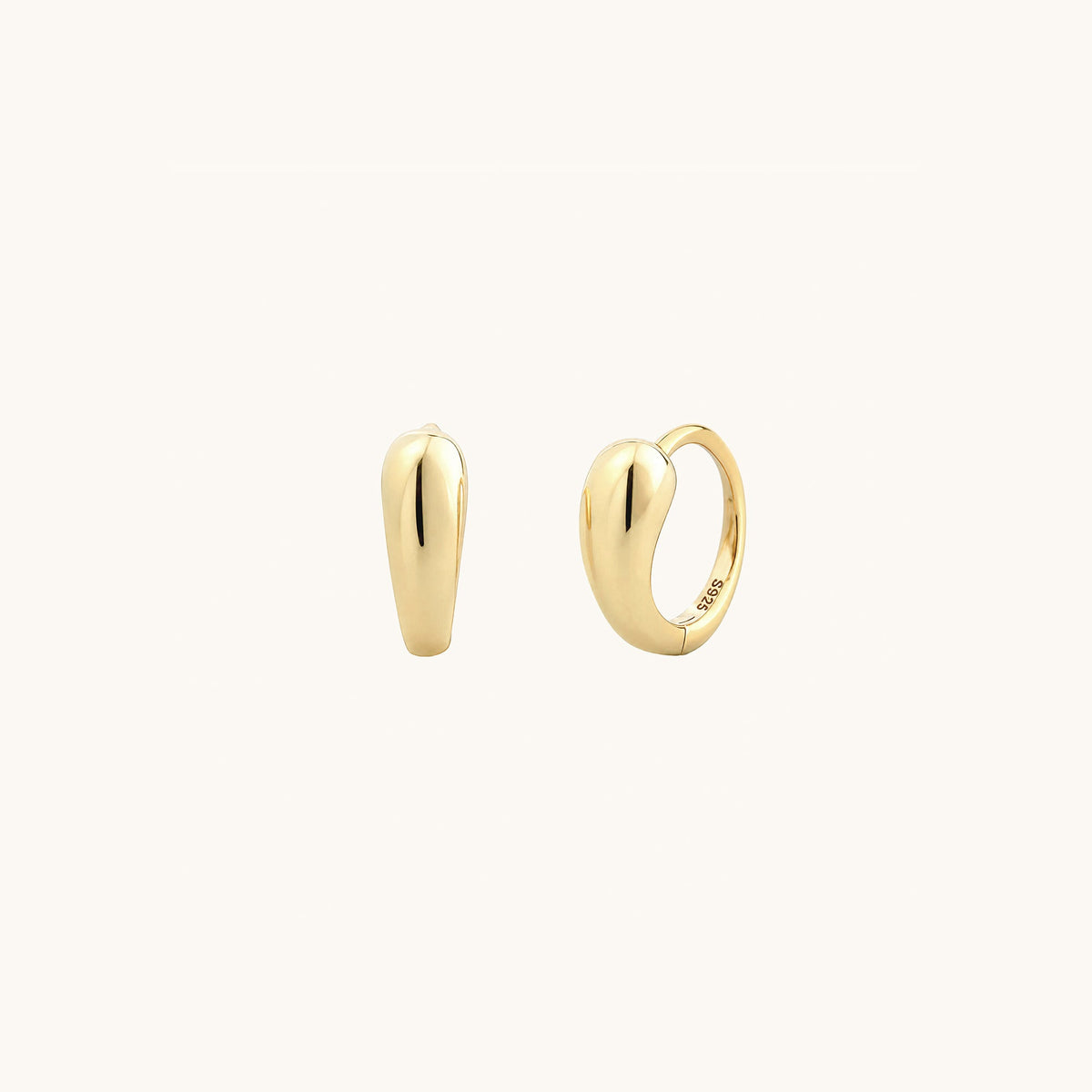 Gold-plated 925 sterling silver Flowing Huggie Hoop Earrings Gold