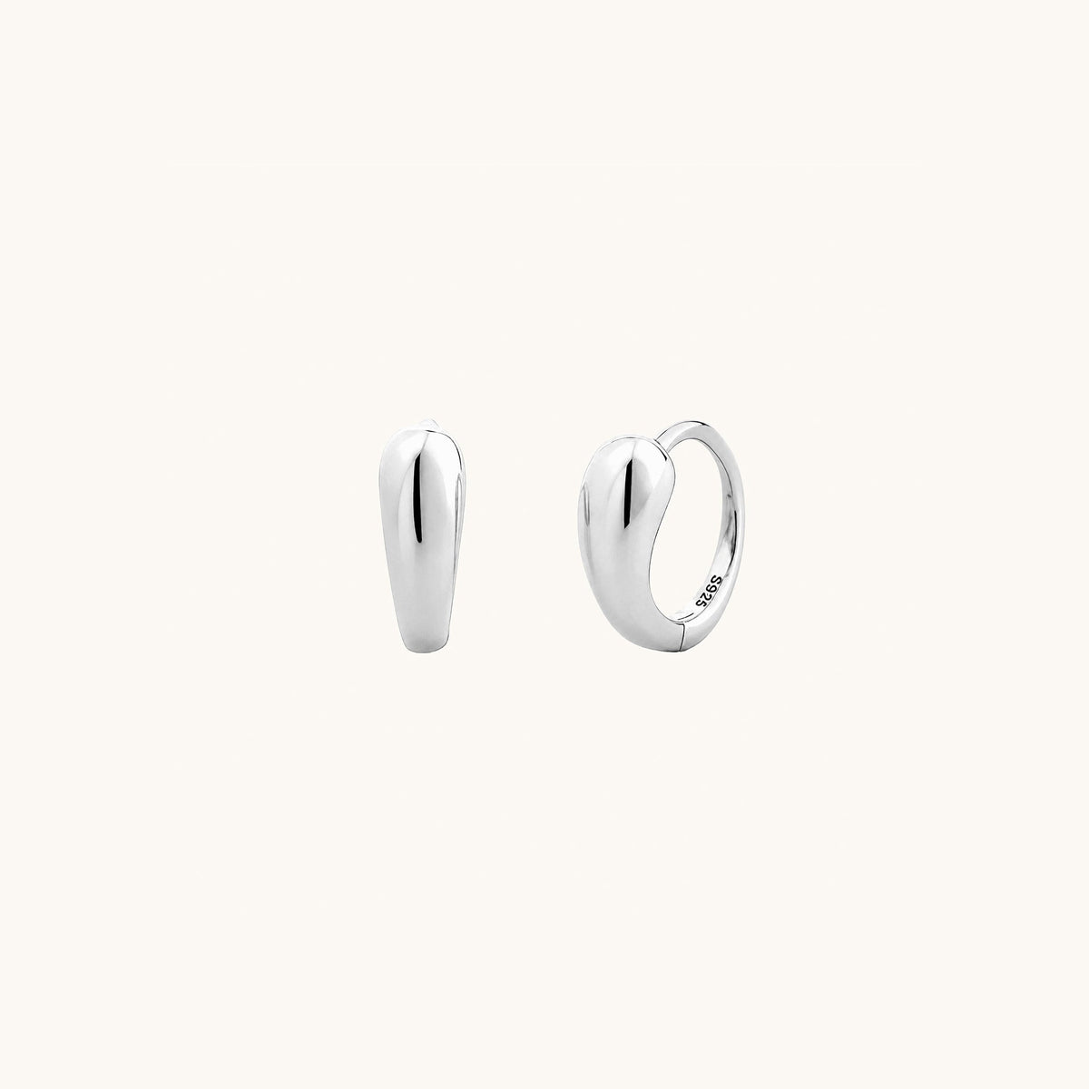 Gold-plated 925 sterling silver Flowing Huggie Hoop Earrings Silver