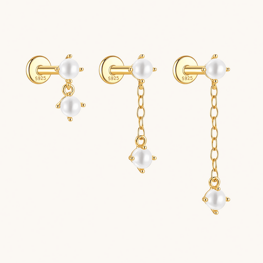 Gold-plated 925 sterling silver Freshwater Pearl Drop Flatback Earring