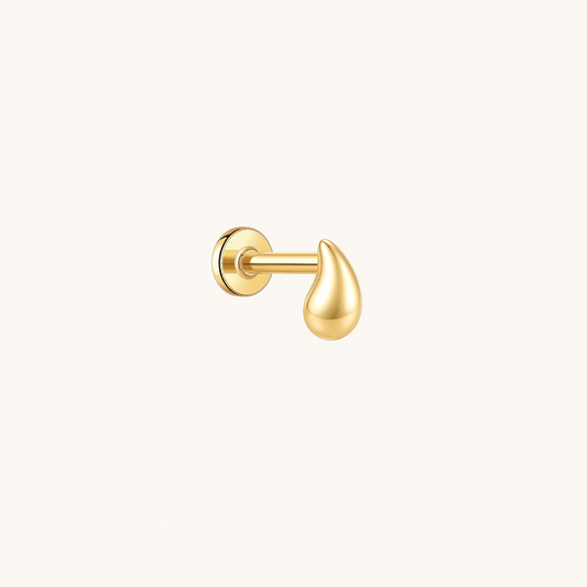 Gold-plated 925 sterling silver Dewdrop Flatback Earring Gold