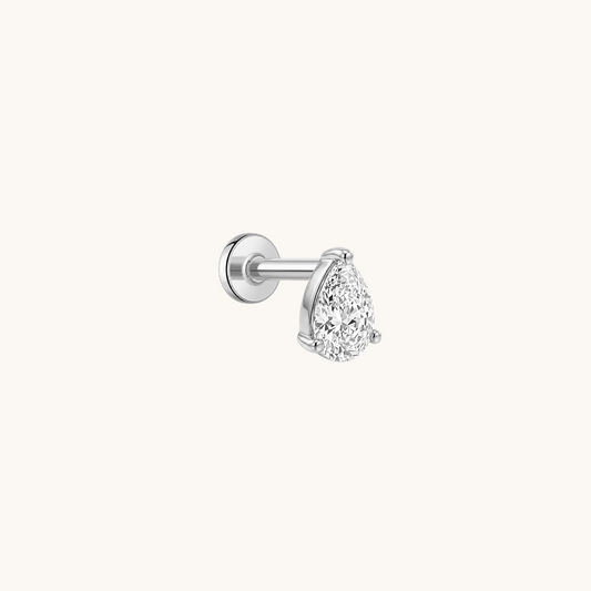 Gold-plated 925 sterling silver Gilded Pear Flatback Earring Silver
