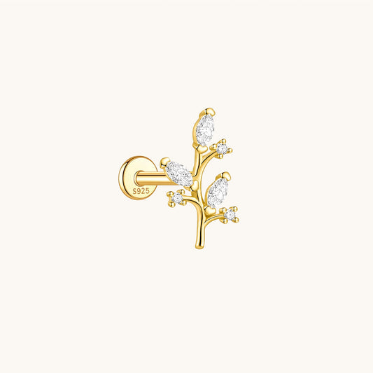 Gold-plated 925 sterling silver Golden Jade Leaf Flatback Earring Gold