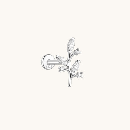 Gold-plated 925 sterling silver Golden Jade Leaf Flatback Earring Silver