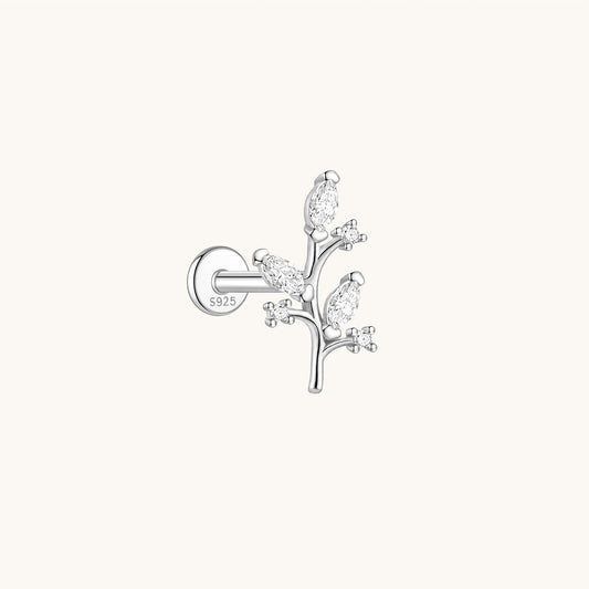 Gold-plated 925 sterling silver Golden Jade Leaf Flatback Earring Silver