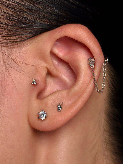 Gold-plated 925 sterling silver Six-Prong Zirconia Flatback Earring
