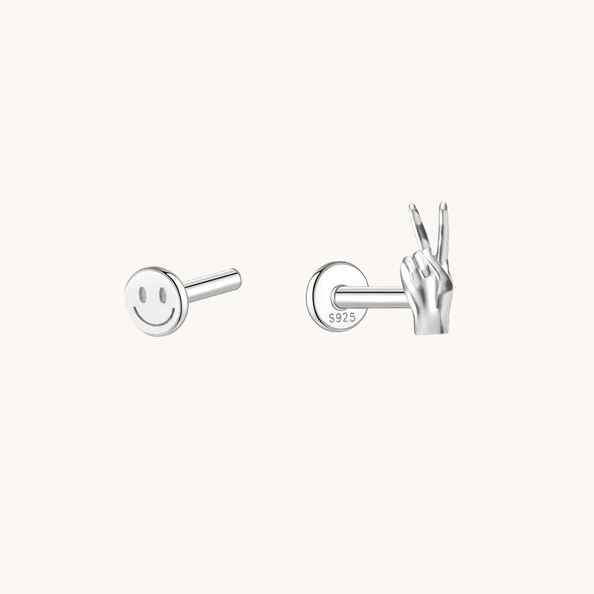 Gold-plated 925 sterling silver Golden Peace Flatback Earring Silver