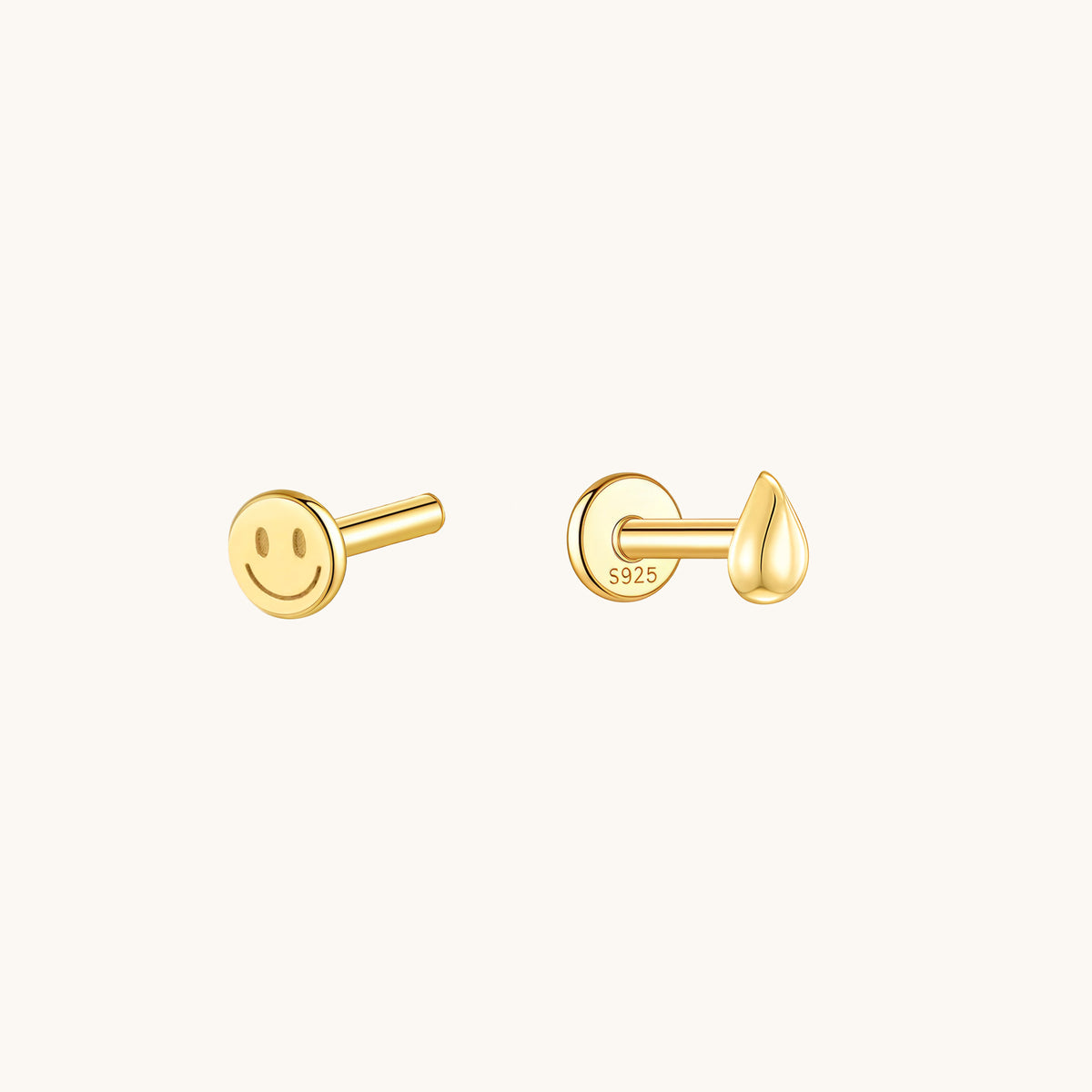 Gold-plated 925 sterling silver Teardrop Flatback Earring Gold Small (2.5*4mm)