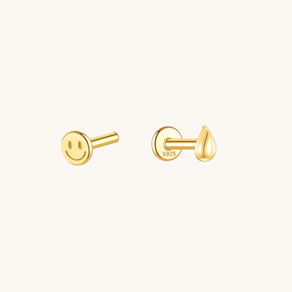 Gold-plated 925 sterling silver Teardrop Flatback Earring Gold Small (2.5*4mm)
