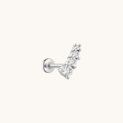 Gold-plated 925 sterling silver Gradient Curve Flatback Earring Silver