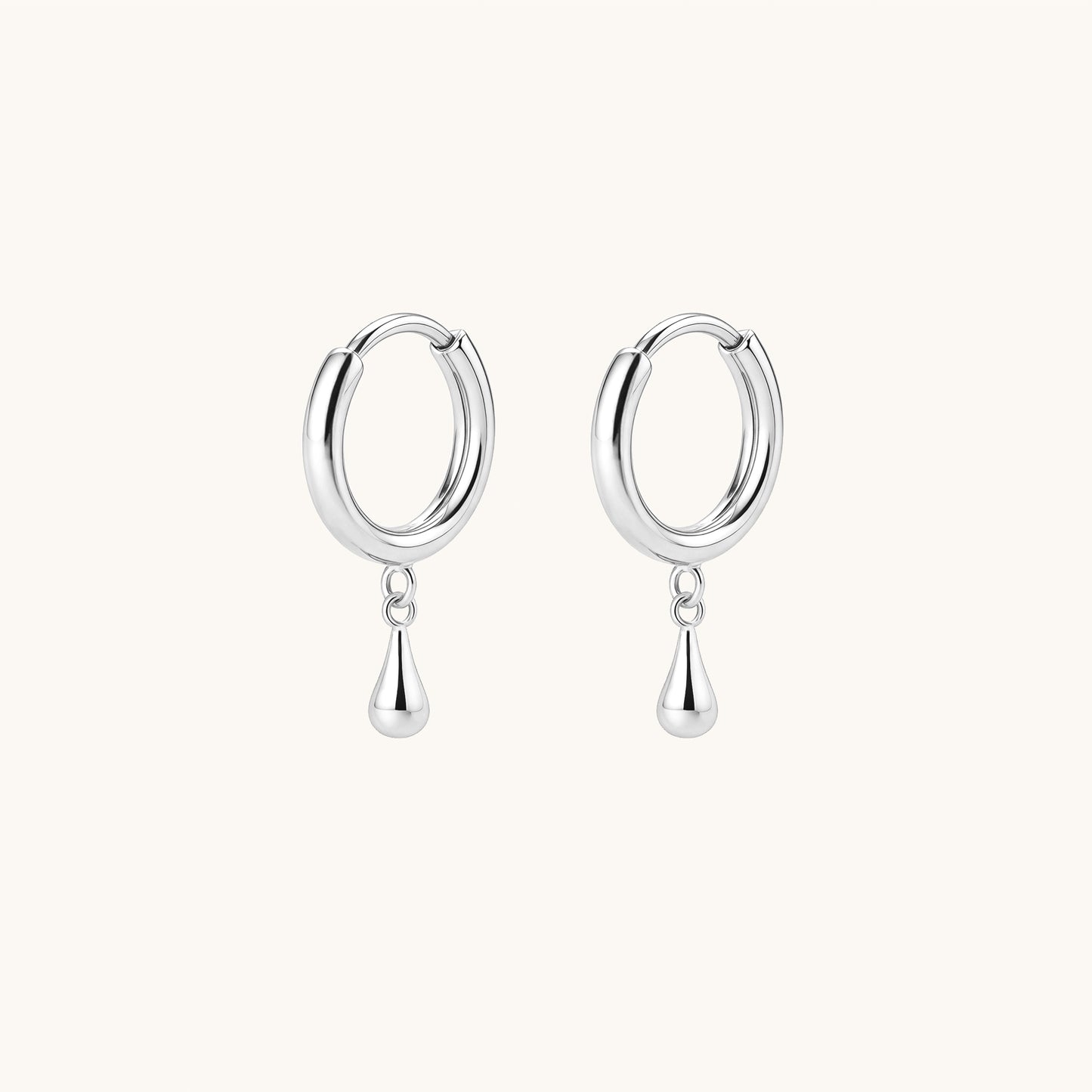 Gold-plated 925 sterling silver Teardrop Hoop Earrings Silver