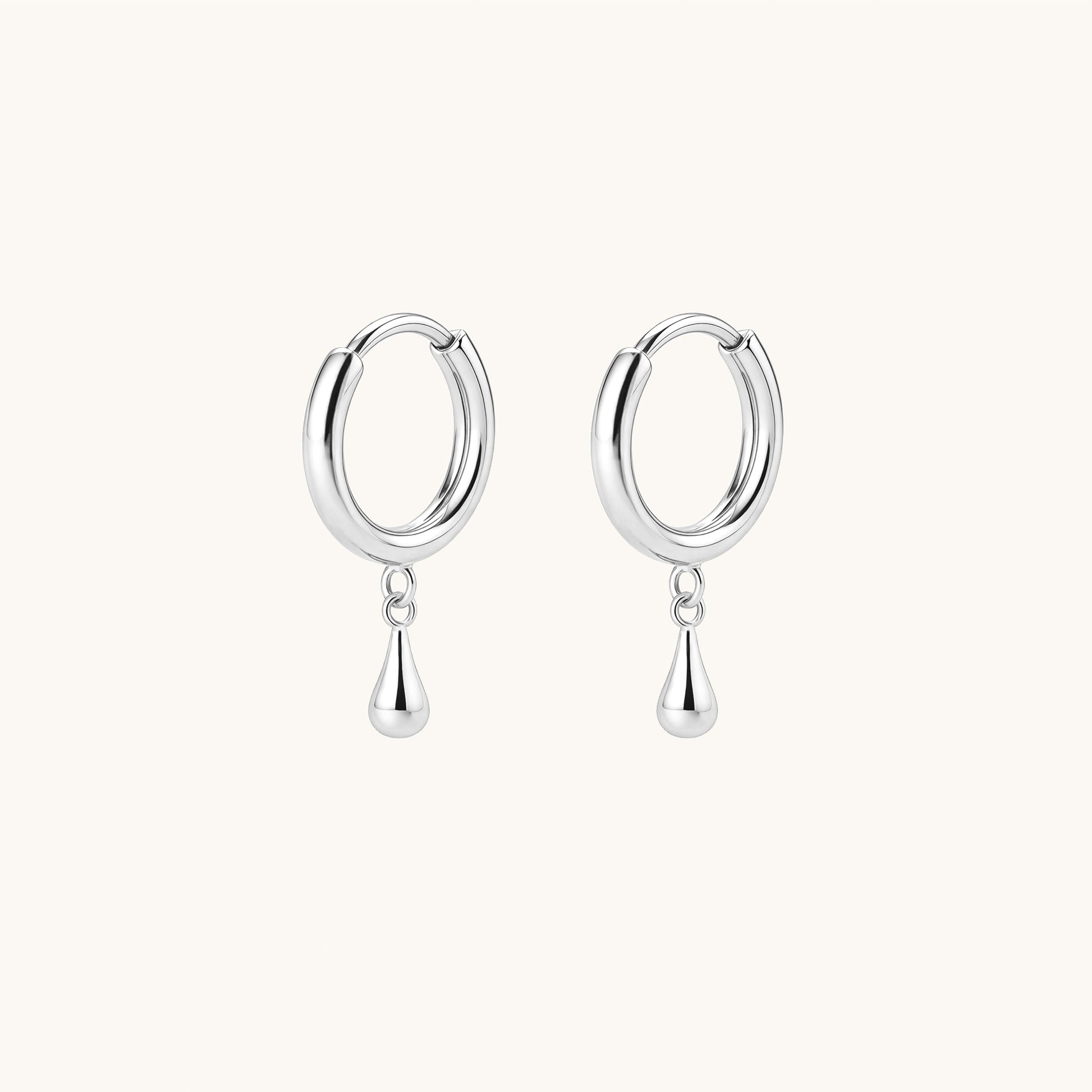 Gold-plated 925 sterling silver Teardrop Hoop Earrings Silver