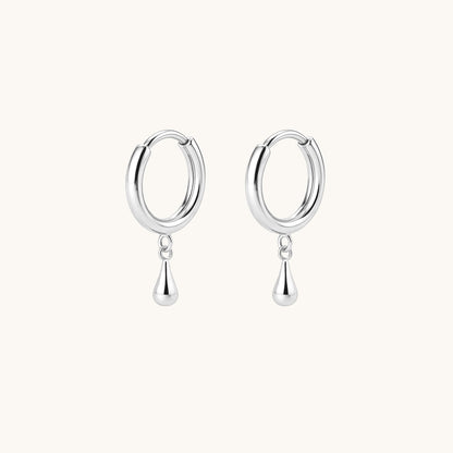 Gold-plated 925 sterling silver Teardrop Hoop Earrings Silver
