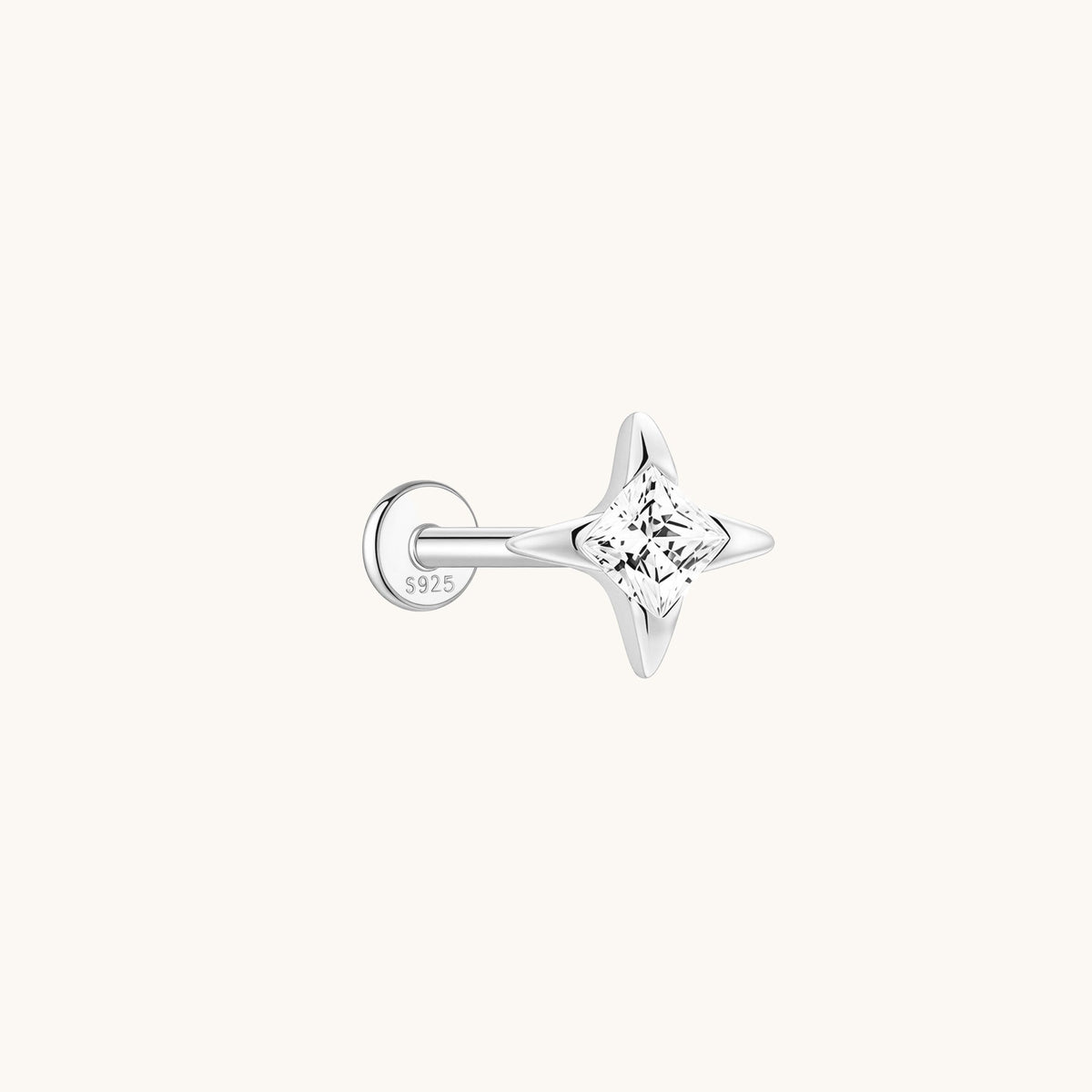 Gold-plated 925 sterling silver Guiding Star Flatback Earring Silver