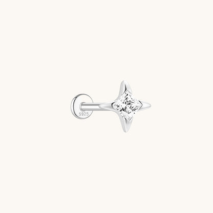 Gold-plated 925 sterling silver Guiding Star Flatback Earring Silver