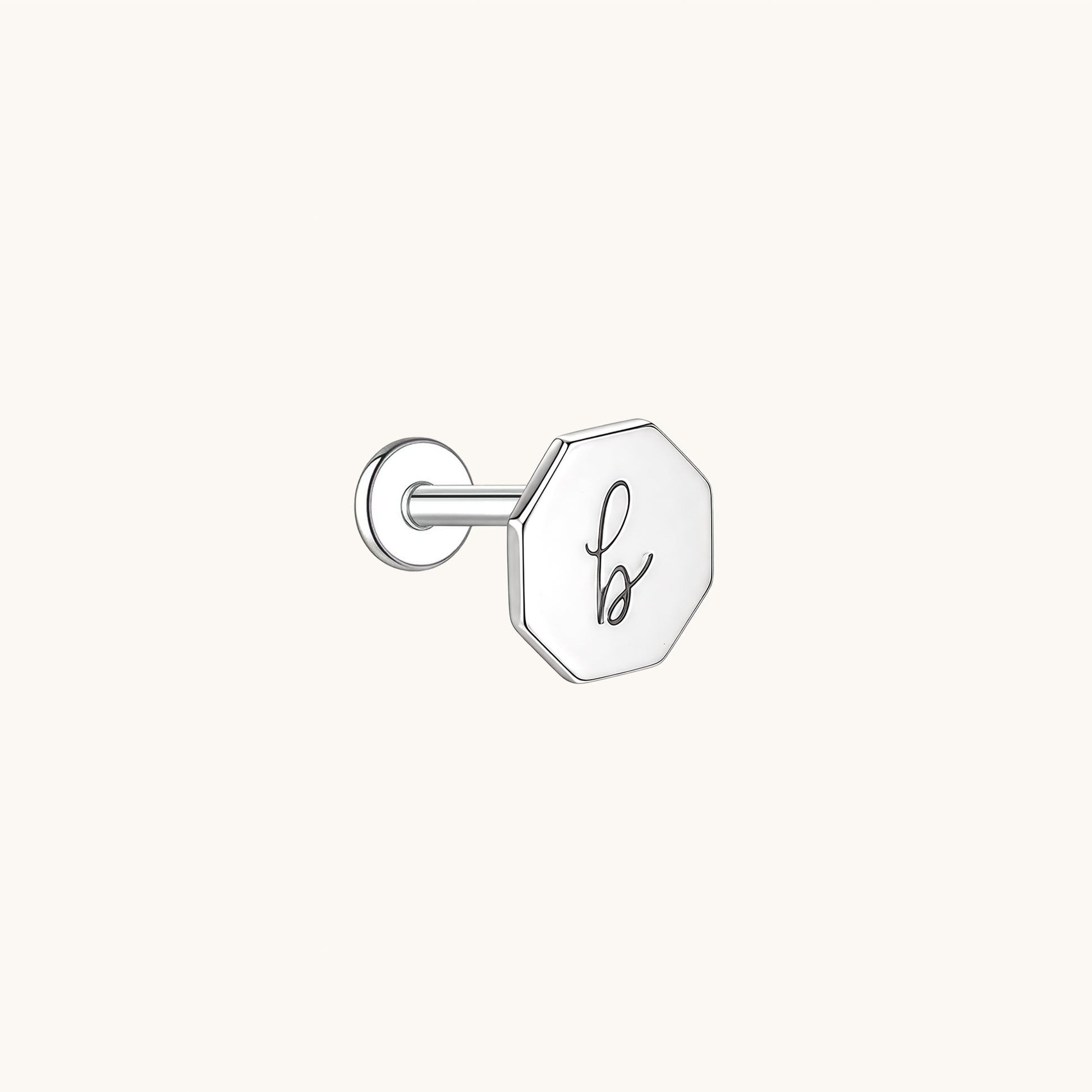 Gold-plated 925 sterling silver Customised Silver Hexagon Flatback Earring Silver