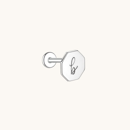 Gold-plated 925 sterling silver Customised Silver Hexagon Flatback Earring Silver