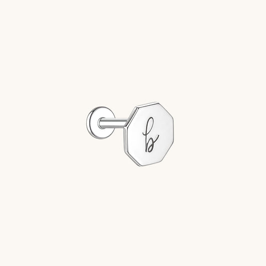 Gold-plated 925 sterling silver Customised Silver Hexagon Flatback Earring Silver