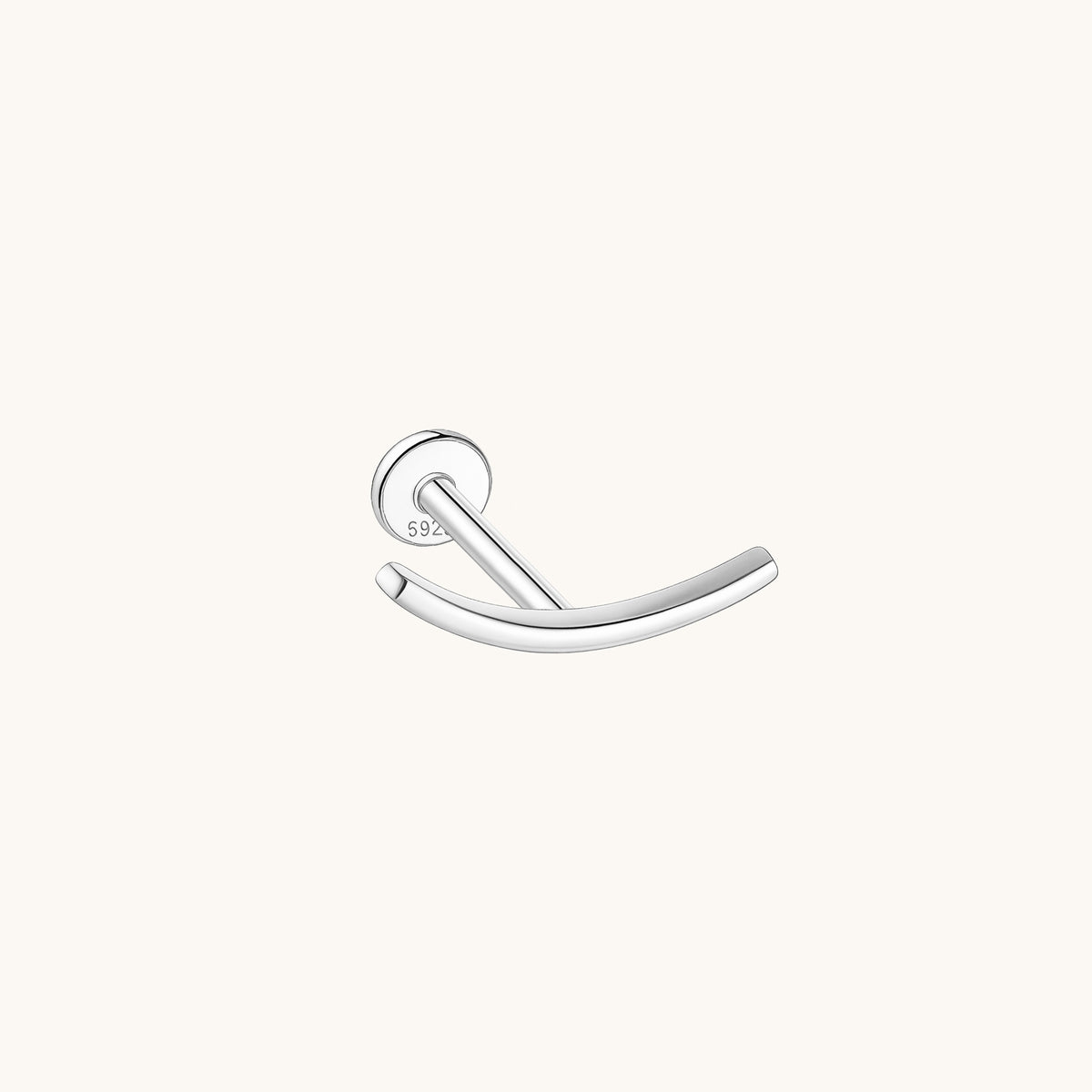Gold-plated 925 sterling silver Crescent Bar Flatback Earring Silver