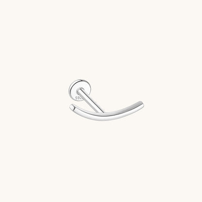 Gold-plated 925 sterling silver Crescent Bar Flatback Earring Silver